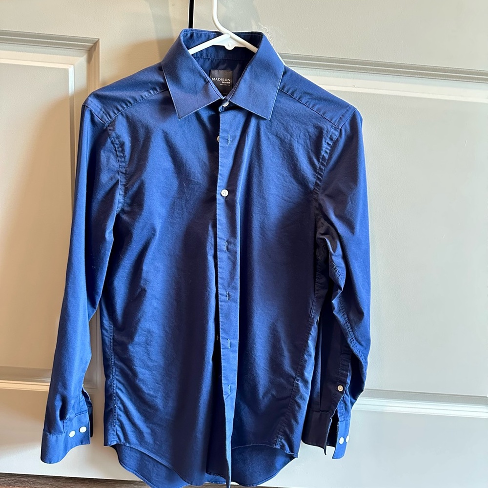 Madison Blue Dress Shirt with Classic Collar